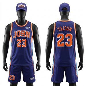 ชุดเสื้อและกางเกงบาสเก็ตบอลชาย ผ้าโพลีเอสเตอร์ตาข่ายพรีเมียม 200 GSM สีส้มดำ แผงข้างลายรังผึ้ง ปักชื่อ เบอร์ และโลโก้ตามสั่ง - Product Image 2