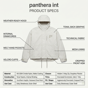 Custom Men's Streetwear Jacket Premium 165GSM Crinkle Nylon Oversized Boxy Windbreaker Water Resistant XS Size OEM ODM Wholesale - Product Image 5