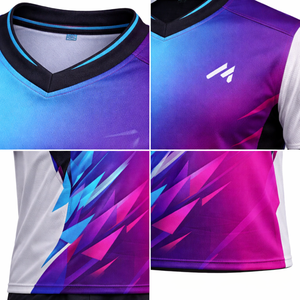 เสื้อแข่งอีสปอร์ตแบบซับลิเมชั่นสั่งทำ OEM สำหรับผู้ชาย แขนสั้น แห้งเร็ว คอวี ระบายอากาศ ป้องกันรังสียูวี ไล่เฉดสี ชุดทีม - Product Image 4