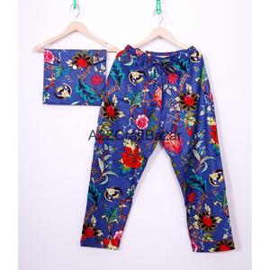 Pijamas de Algodón con Estampado Floral para Mujer, Otoño, Manga Tres Cuartos, Cintura Elástica, Largo Completo, Casual, Transpirable - Product Image 3