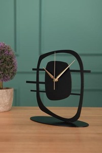 Horloge murale circulaire géométrique minimaliste en métal, mouvement mécanique silencieux, affichage des aiguilles, sonnerie horaire, design noir - Product Image 4