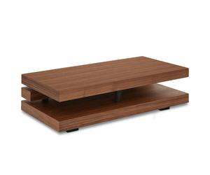 Mesa de Centro de Madera Sólida Moderna y Lujosa de Doble Capa con Diseño Minimalista para Sala de Estar - Product Image 1