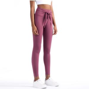 Leggings de Yoga de cintura alta suaves con logotipo personalizado, pantalones ajustados para mujer, mallas atléticas para correr - Product Image 2