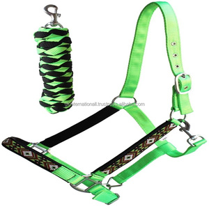 Cabestro de caballo de nailon totalmente ajustable de doble costura duradero con incrustaciones de cuentas a mano en la banda de la nariz y mejillas caballo Halter con cuentas - Product Image 3