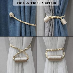 Set di 2 Fermatende Moderni in Corda Beige con Forte Chiusura Magnetica, Eleganti Accessori per Tende da Esterno - Product Image 5
