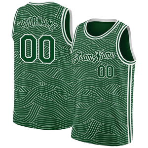 Maillot de basket personnalisé vert sublimé sans manches col rond avec nom d'équipe 00 en polyester respirant unisexe pour adulte - Product Image 1