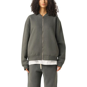 Sudadera de algodón grueso con hombros caídos, cuello alto, estilo americano, informal y moderno, con cremallera para hombre. - Product Image 2