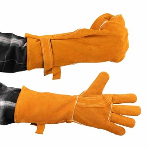 Guantes de soldadura de cuero vacuno de palma dividida para hockey, duraderos, resistentes al fuego, para bomberos, construcción y barbacoa - Product Image 1