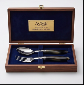 Vintage Silver Plated Cutlery Set With Horn Handle Stainless Steel <b>Mirror</b> Polish Long Horn Handles For Wedding Dining And Hotel - Product Image 4