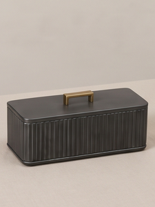 Boîte décorative en métal côtelé noir pour dattes, organisateur de fruits secs, emballage cadeau festif de luxe, conteneur en étain – Vente en gros - Product Image 2