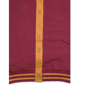 Cárdigan de punto para mujer, casual de invierno, color granate y mostaza, con cuello en V, manga larga, cierre de botones, bloques de color, 100% algodón en la parte delantera - Product Image 4