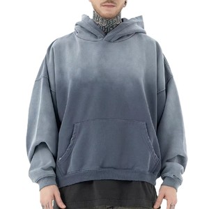 Sweat à capuche vintage surdimensionné délavé à l'acide pour homme, 380 g/m² coton épais, taille XS, motif imprimé 3D, hiver, offre ODM - Product Image 2