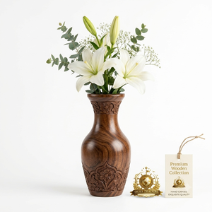 Jarrón de Madera de Nogal Hecho a Mano, Florero para Flores Secas, Soporte Vintage para Plantas de Mesa, Decoración de Lujo para Sala de Estar u Oficina - Product Image 5