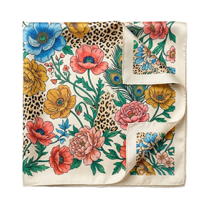 Elegante Pañuelo de Seda para Mujer, Lujoso Pañuelo de Satén Estampado para la Cabeza, Suave Envoltura para el Cuello, Chal Ligero de Moda con Estilo de Diseñador, Venta al por Mayor - Product Image 1