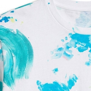 T-shirt Homme à Motif Abstrait Peint à la Main, Coupe Ample, Manches Courtes, Col Rond, Décontracté, Grande Taille, Tissu Tricoté - Product Image 2