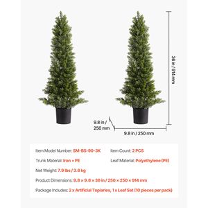Set di 2 Alberi di Cedro Artificiali a Forma di Ulivo da 36 Pollici, Arbusti di Pino in Seta Sintetica, Facile Montaggio, Decorazione Frontale Realistica - Product Image 5