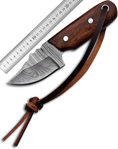 Cuchillo de Caza de Acero de Damasco Personalizable de Alta Calidad 2025, Hoja Fija de Espiga Completa Forjada a Mano, Afilado como una Navaja para Desollar, OEM - Product Image 6