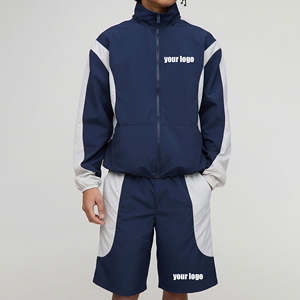 Conjunto Deportivo Impermeable para Hombre, Tallas Grandes, 100% Algodón, Personalizable, Cortavientos de Peso Medio, Estampado con Bloques de Color, Venta Caliente - Product Image 1