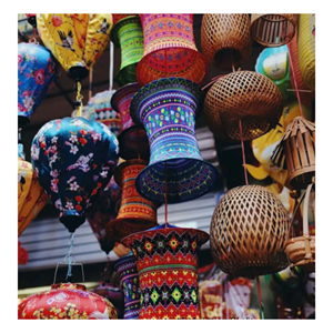 Traditional Vietnamese Brocade <b>Lantern</b> Handmade Decorative Hanging Light for Celebration Festival Event Wedding Resort Decor - Product Image 4