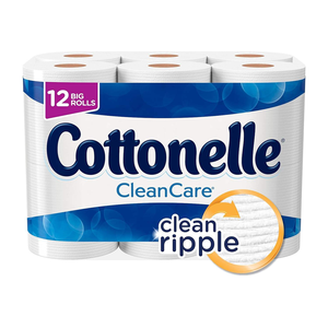 Papier toilette Cottonelle CleanCare en gros rouleau (lot de 12 rouleaux), papier hygiénique, rouleaux de papier toilette ultra doux avec texture Clean Ripple - Product Image 1