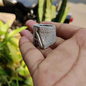Anillo de Moissanita Personalizado con Letra A para Hombre, Anillo Inicial de Oro Blanco, Estilo Hip Hop, Joyería de Lujo, Regalo - Product Image 2