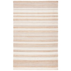Modern Striped Jute Area Rug Rectangle Flat Weave Eco Friendly Living Room Rug Thin Pile Beige White Pattern - Product Image 5