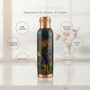 Premium Printed Copper Water Bottle Handmade Metal Drinking Bottle for Home Office and Travel - Product Image 3