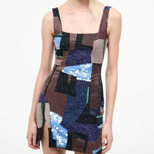 ชุดเดรสสั้นหรูหราเซ็กซี่สำหรับผู้หญิง ประดับคริสตัล ชุดมินิเดรสวิบวับ ชุดราตรีค็อกเทล - Product Image 1