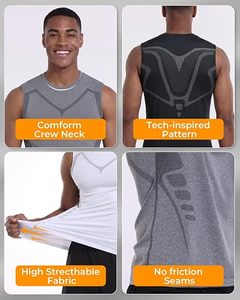 เสื้อกล้ามออกกำลังกายผู้ชายขายส่ง แห้งเร็ว ระบายอากาศดี เหมาะสำหรับฝึกซ้อม ฟิตเนส วิ่ง เล่นกีฬา เสื้อกีฬา - Product Image 5