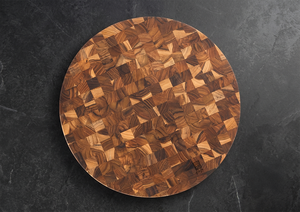 Tabla de Cortar Redonda de Madera de Teca Ecológica Ha Le con Mango de Madera, Antibacteriana y Duradera, de 1.5 cm de Grosor, para Preparación de Alimentos en la Cocina - Product Image 3
