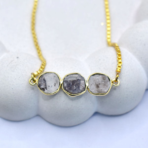 Pulsera de Diamante Herkimer en Bruto, Chapada en Oro, Ajustable, Joyería Minimalista, Regalo para Ella - Product Image 3