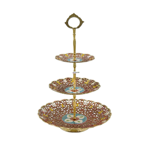 Supports à gâteaux vintage en laiton, outils de décoration de desserts de haute qualité, motif floral, taille personnalisable, à trois niveaux - Product Image 3