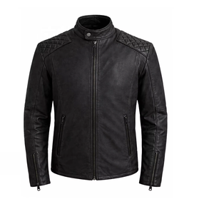 Most Popular Quality Cow Men Motorbike Destroy Leather Jackets black Color with Ce approved <b>protectors</b>. - Product Image 1