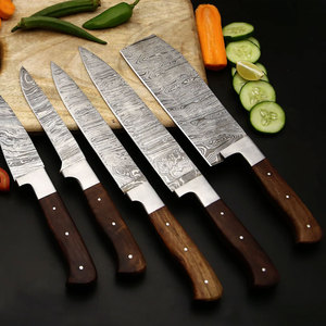 High End Damascus Steel Chef Knife Set with Leather Cover Premium <b>Kitchen</b> Knives for Home Cooking and Restaurant Use - Product Image 1