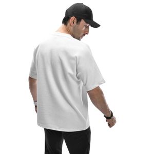 เสื้อยืดคอกลมสีขาวเนื้อผ้ามีเท็กซ์เจอร์ แขนสั้น สไตล์ลำลองสำหรับผู้ชาย ทรงหลวม สไตล์มินิมอล เหมาะสำหรับใส่ทุกวัน เสื้อผ้าลำลอง - Product Image 6