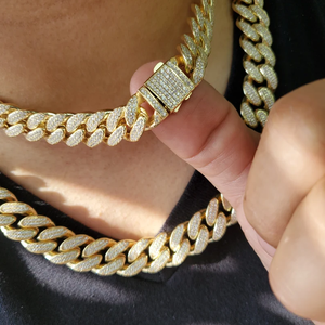 Solid 18K Gold Plated Zinc Alloy Link Chain <b>Necklace</b> With Cubic Zirconia Men's Hiphop <b>Statement</b> Jewelry - Product Image 1