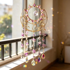 Atrapasueños de diseño colorido, hecho a mano con metal y cristal, decoración colgante para el hogar, jardín, ventana, balcón y como regalo, arte decorativo. - Product Image 2