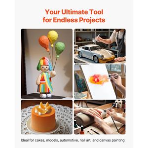 Kit Aerografo 1/6 HP con Aerografi Professionali a Doppia Azione e 3 Punte con Tubo per Decorazione Torte con Vernice Acrilica - Product Image 3