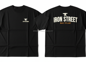 Camiseta de Manga Corta Negra para Hombre Iron Street, Corte Regular, Algodón Jersey, Estilo Urbano, Cuello Redondo Estampado - Product Image 1