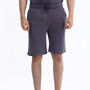 Shorts de survêtement décontractés pour hommes, 100 % coton, style urbain, couleur unie, avec poches, taille élastique, séchage rapide, coupe oversize, vente en gros sur mesure - Product Image 2