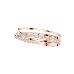 Rose Gold Lab Grown Diamond Criss Cross Open Cuff <b>Bangle</b> <b>Bracelet</b> for Women Luxury Fine Jewelry - Product Image 2