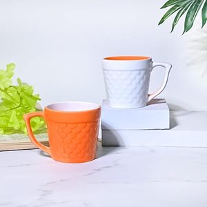 ชุดถ้วยชาเซรามิกสองสี ส้มและขาว จำนวน 6 ใบ - Product Image 3
