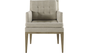 Sillón Tapizado en Beige Neutro Contemporáneo con Elegantes Patas de Madera Cónicas y Respaldo Cuadrado Acolchado - Product Image 3