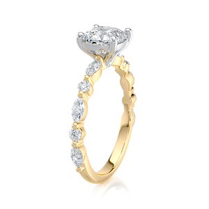 Anillo de Compromiso de Oro Blanco de 10K con Diamante Cultivado en Laboratorio con Corte Cojín Certificado por IGI de 1.5 CT, Piedras Laterales Marquise, Regalo para Fiesta o Boda - Product Image 5