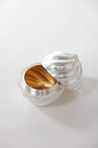 Bol décoratif rond en métal élégant, en forme de coquille d'huître, argenté, pour centre de table, décoration intérieure, décoration de bureau - Product Image 6