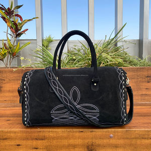 Sac de voyage en cuir suédé personnalisé pour unisexe, polochon de voyage en cuir véritable, sac de nuit Weekender, grande capacité - Product Image 2