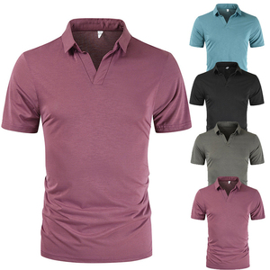 เสื้อโปโลผู้ชายแขนสั้นสีพื้นผ้าถักสไตล์ลำลองทรงปกติสีฟ้าอมเขียว - Product Image 6