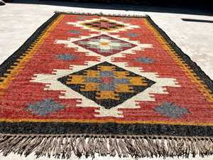 Alfombra Rectangular Hecha a Mano por Krafterscustom, Diseño Geométrico Kilim, Ecológica, de Lana y Acrílico, para Sala de Estar, Fácil de Limpiar - Product Image 4