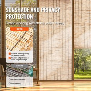 Rideau en roseaux naturels 4 pi x 16,4 pi, lot de 2, pour balcon extérieur, clôture décorative, rouleau pour cour et patio - Product Image 2