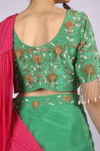 Ropa elegante para celebraciones, vestido de 2 piezas para mujer con drapería, con cuentas y adornos con lentejuelas. - Product Image 4